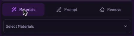 Materials tab selected with a Select Materials dropdown below it